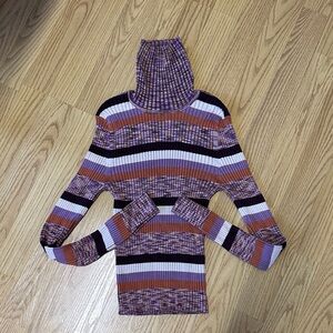 Hooked Up by IOT Multicolor Striped Turtleneck Sweater